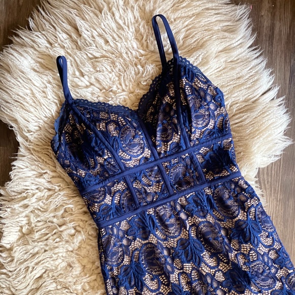 B Darlin Navy Lace Dress (Size 1/2) - Picture 2 of 5